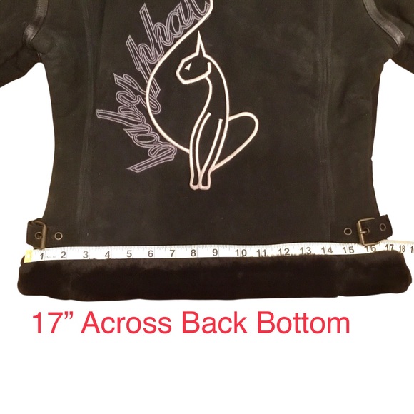 Vintage Baby Phat Black Suede Bomber Jacket Size- Small Y2K 2000 Faux Fur Lined - Picture 15 of 16